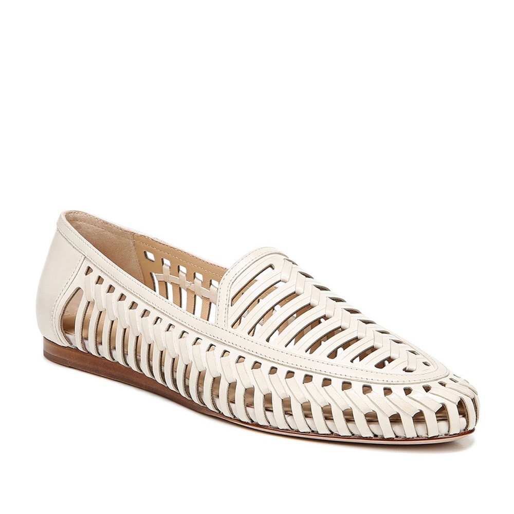 Veronica Beard Greece Woven Leather Flat Loafers Ivory Size 9.5